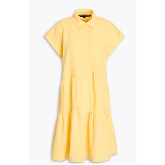 VERONICA BEARD Harrow tiered cotton-blend seersucker mini shirt dress NWT 398 XS - Picture 5 of 10